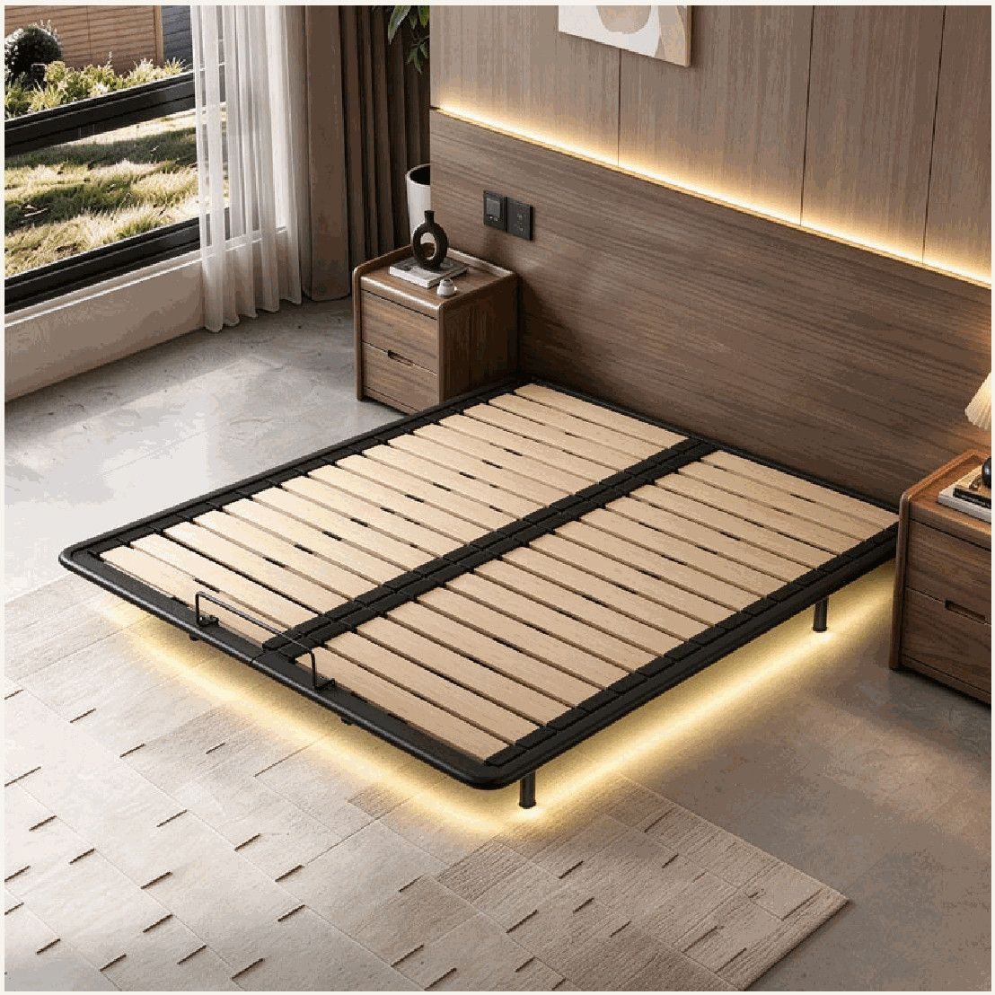 Cama flotante con luz LED para habitación de hotel